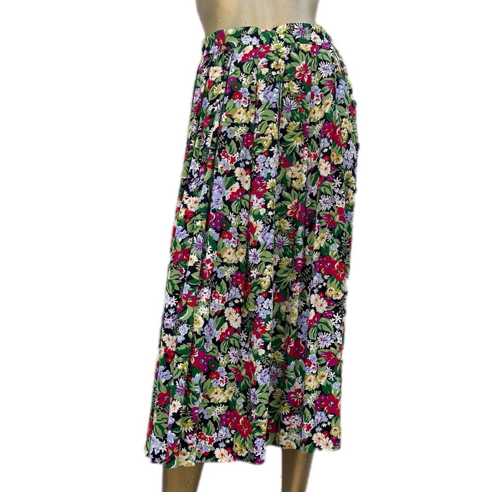 Vintage Liz Claiborne Collection Floral print rayon high-waisted Midi Skirt, 8